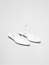 Triangle Logo Brushed Leather Flat Sandals White - PRADA - BALAAN 2