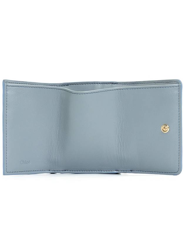 Embroidered Logo Leather Half Wallet Blue - CHLOE - BALAAN 5