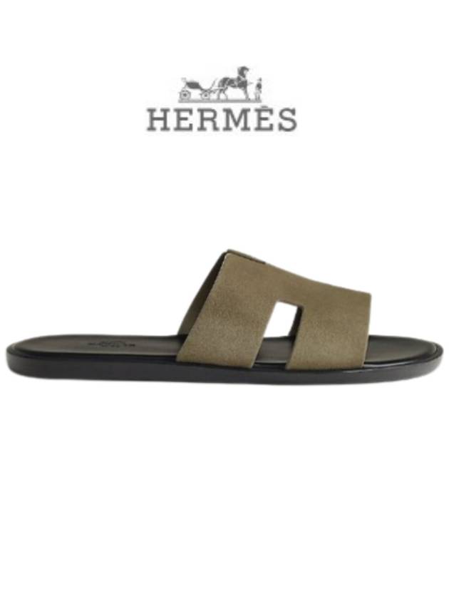 Izmir Suede Goatskin Sandals Vert - HERMES - BALAAN 3