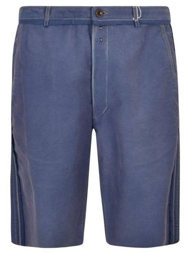 Raw Edge Cotton Bermuda Shorts Blue - MAISON MARGIELA - BALAAN 1