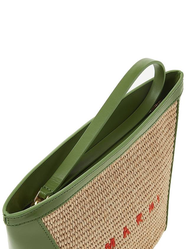 Tropicalia Raffia Leather Logo Pouch Bag Green - MARNI - BALAAN 9