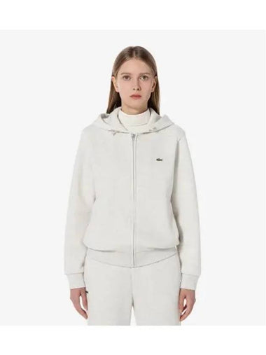 Women s technical hooded sweatshirt zip up oatmeal - LACOSTE - BALAAN 1