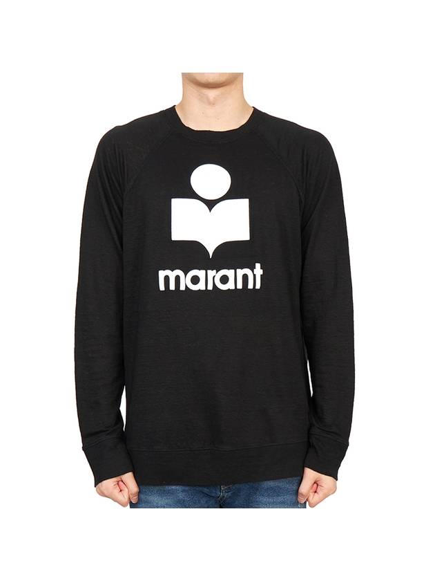 Kieffer Logo Print Linen Long Sleeve T-Shirt Black - ISABEL MARANT - BALAAN 2