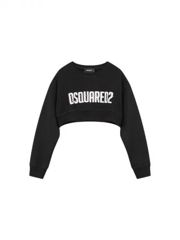 Women's Logo Graphic Crop Sweatshirt Black 270103 - DSQUARED2 - BALAAN 1