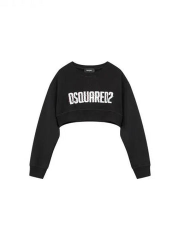 Women's Logo Graphic Crop Sweatshirt Black 270103 - DSQUARED2 - BALAAN 1