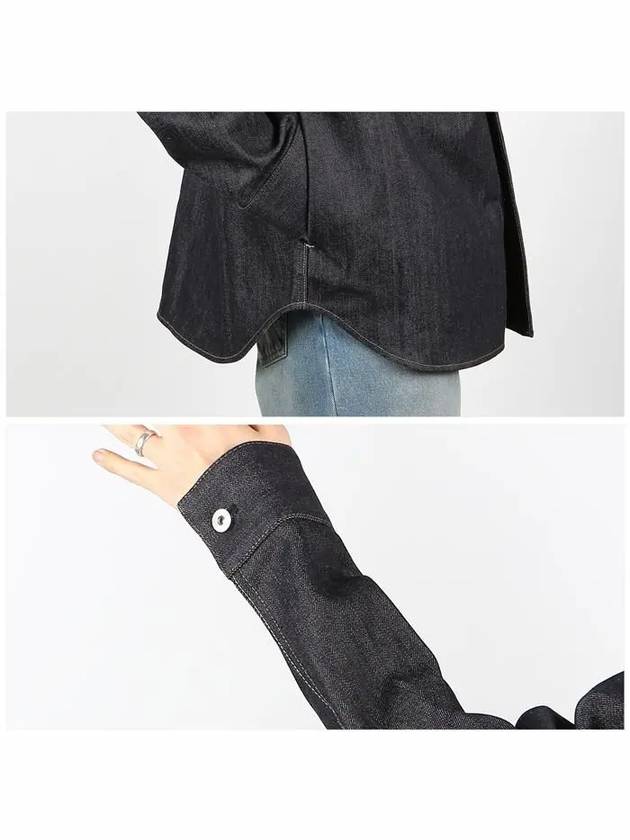 Stitching Detail Relaxed Fit Denim Cotton Long Sleeve Shirt Dark Blue - JIL SANDER - BALAAN 6