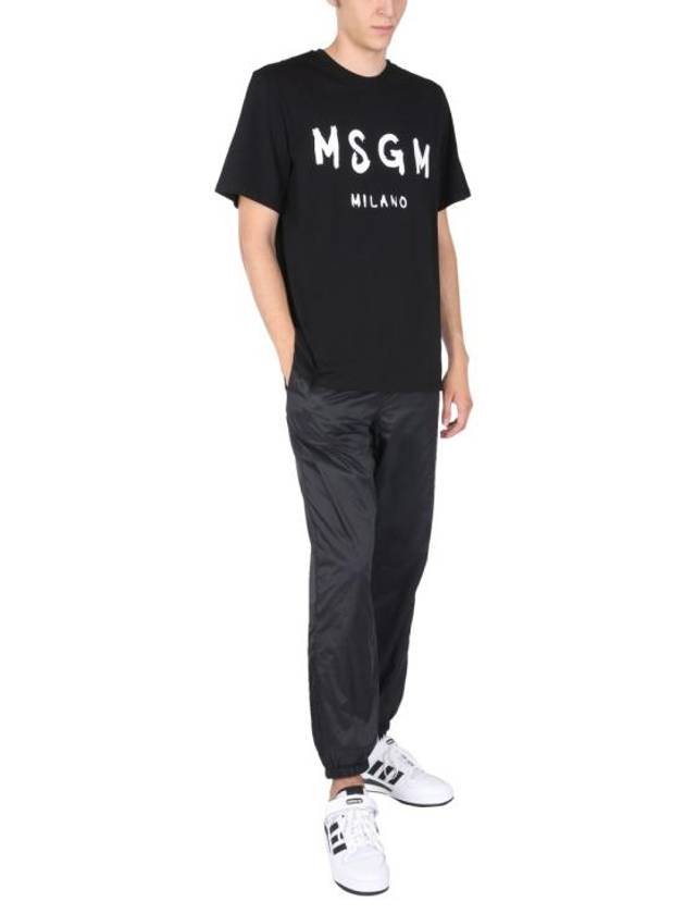 Brushed Logo Short Sleeve T-Shirt Black - MSGM - BALAAN 7