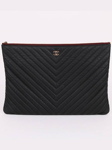 CC gold chevron caviar large clutch bag - CHANEL - BALAAN 1