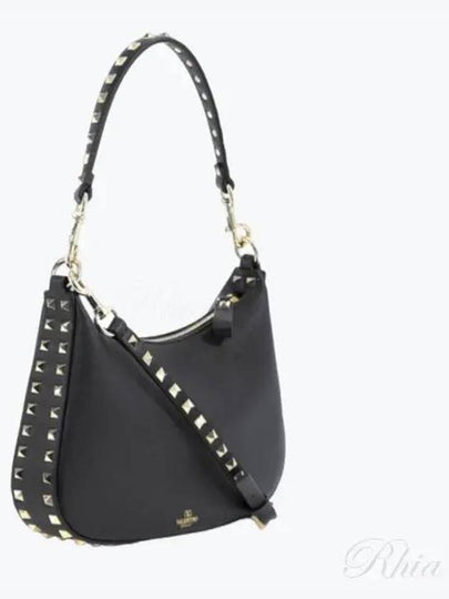 Rockstud Small Leather Shoulder Bag Black - VALENTINO - BALAAN 2