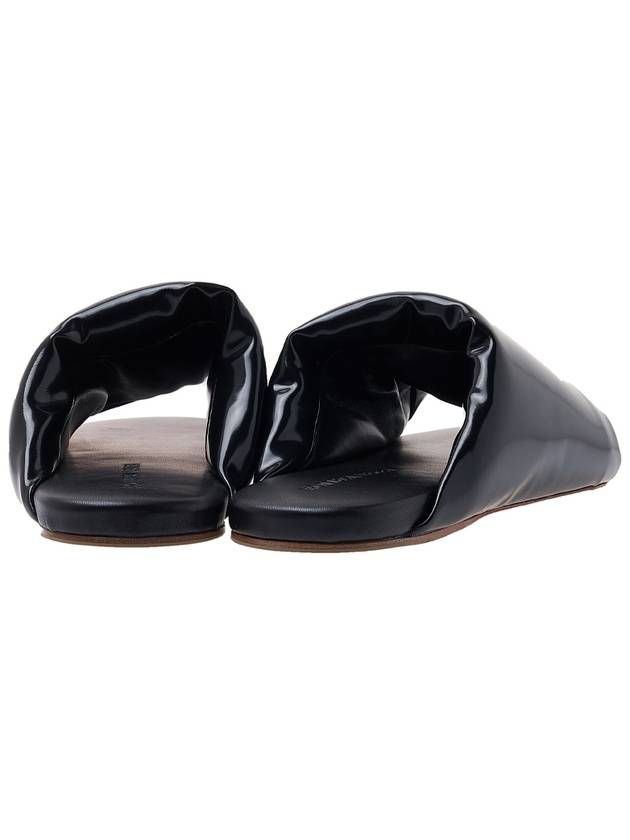 Padded Lambskin Slide Slippers Black - BOTTEGA VENETA - BALAAN.