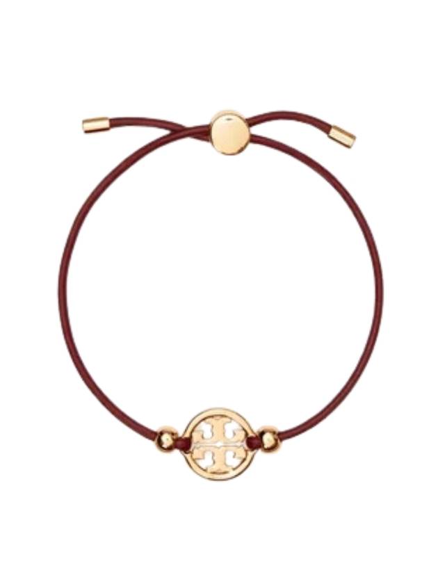 Miller Logo Charm Slider Leather Bracelet Red - TORY BURCH - BALAAN 1