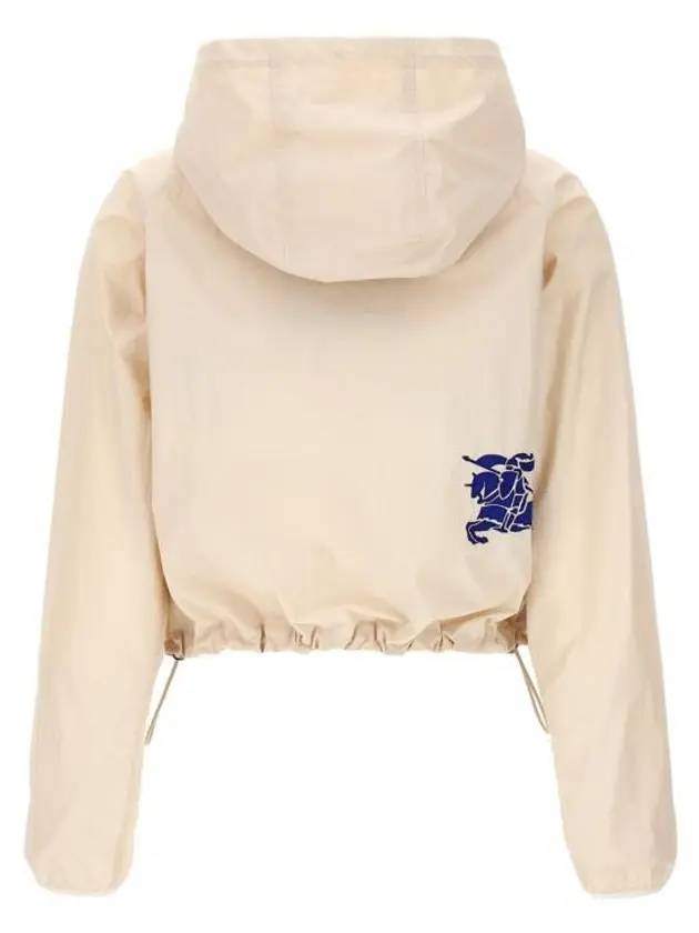 Equestrian Motif Crop Hoodie Zip-up Beige - BURBERRY - BALAAN 1