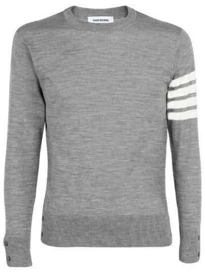 4 Bar Armband Classic Merino Wool Knit Top Light Grey - THOM BROWNE - BALAAN 2