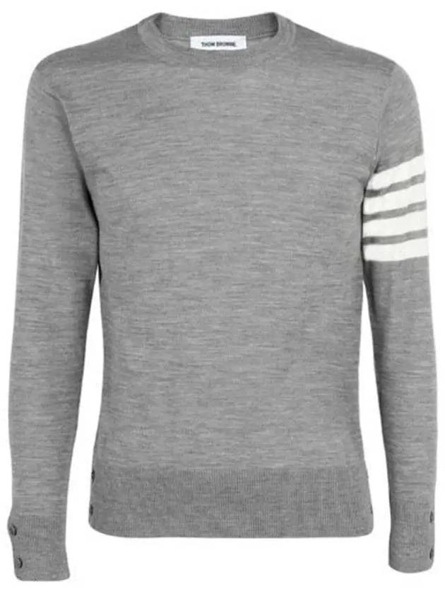 4 Bar Armband Classic Merino Wool Knit Top Light Grey - THOM BROWNE - BALAAN 5