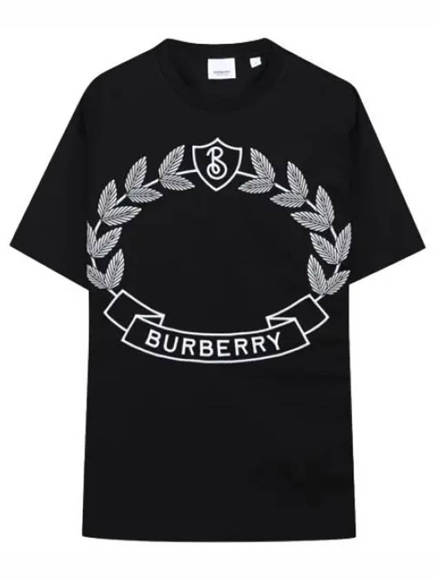 Logo embroidery cotton t shirt short sleeve women tee - BURBERRY - BALAAN 1