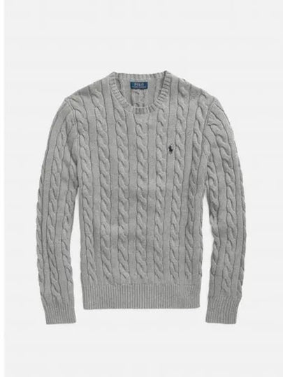 Embroidery Logo Cable Knit Top Grey - POLO RALPH LAUREN - BALAAN 2