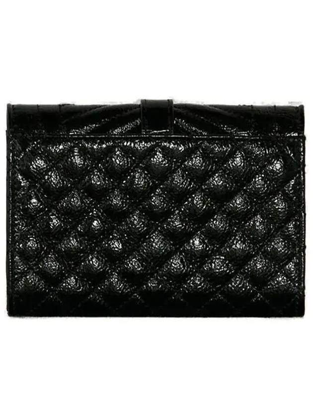 Matelasse Envelope Small Half Wallet Black - SAINT LAURENT - BALAAN 3