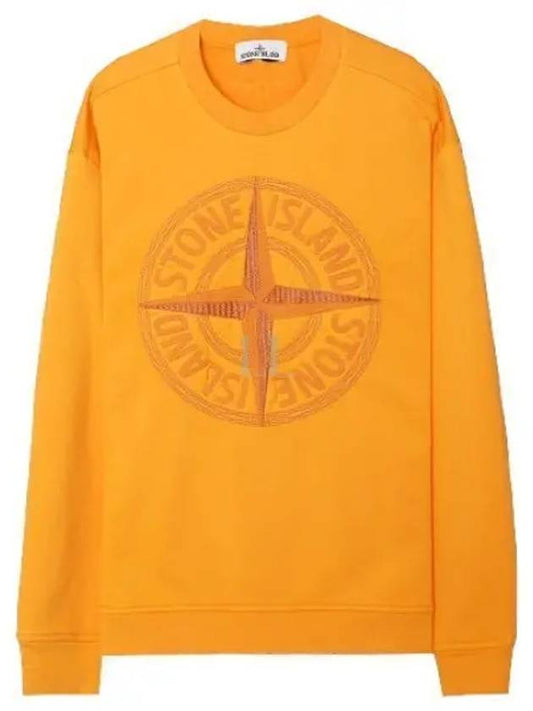 Garment Dyed Stitches Four Print Crewneck Sweatshirt Orange - STONE ISLAND - BALAAN 2