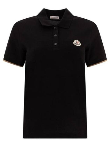 Logo Patch Cotton Short Sleeve Polo Shirt Black - MONCLER - BALAAN 1