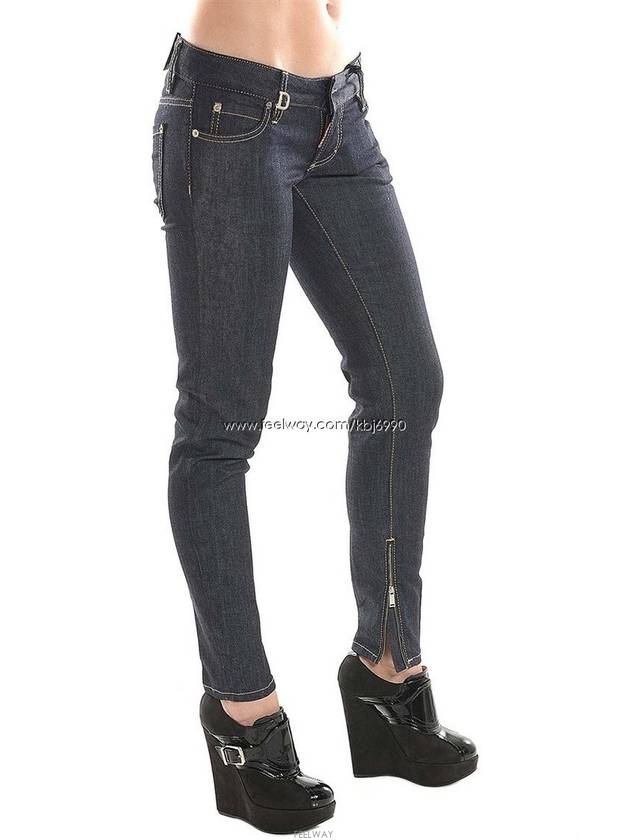 Women's D gold metal tab raw skinny jeans 75LA0456 - DSQUARED2 - BALAAN 9