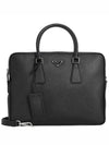 triangle logo saffiano leather brief case black - PRADA - BALAAN 2