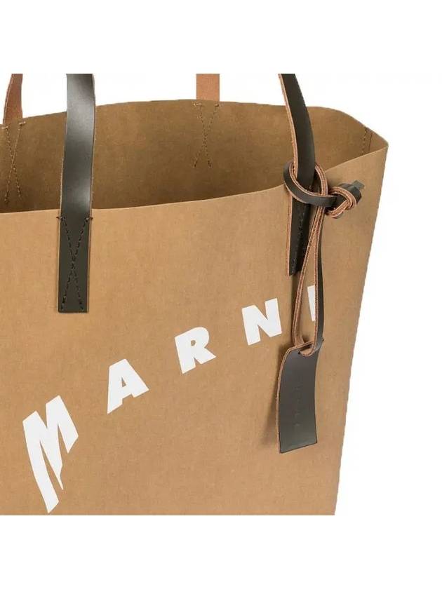 Logo Print Cellulose Tote Bag Beige - MARNI - BALAAN 6