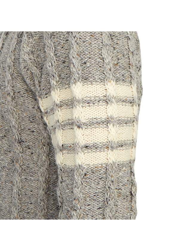 Donegal Twist Cable 4-Bar Classic Crewneck Knit Top Light Grey - THOM BROWNE - BALAAN 9