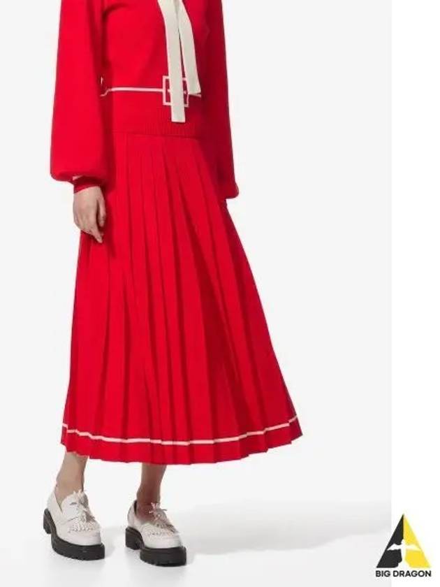 Wool Jacquard Pleated Skirt Red - GUCCI - BALAAN 2