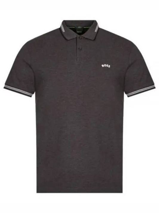 Paul Curved Logo Short Sleeve Polo Shirt Dark Grey - HUGO BOSS - BALAAN 1