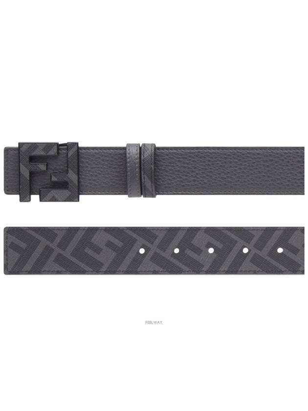 Square FF Leather Reversible Belt Grey - FENDI - BALAAN 3