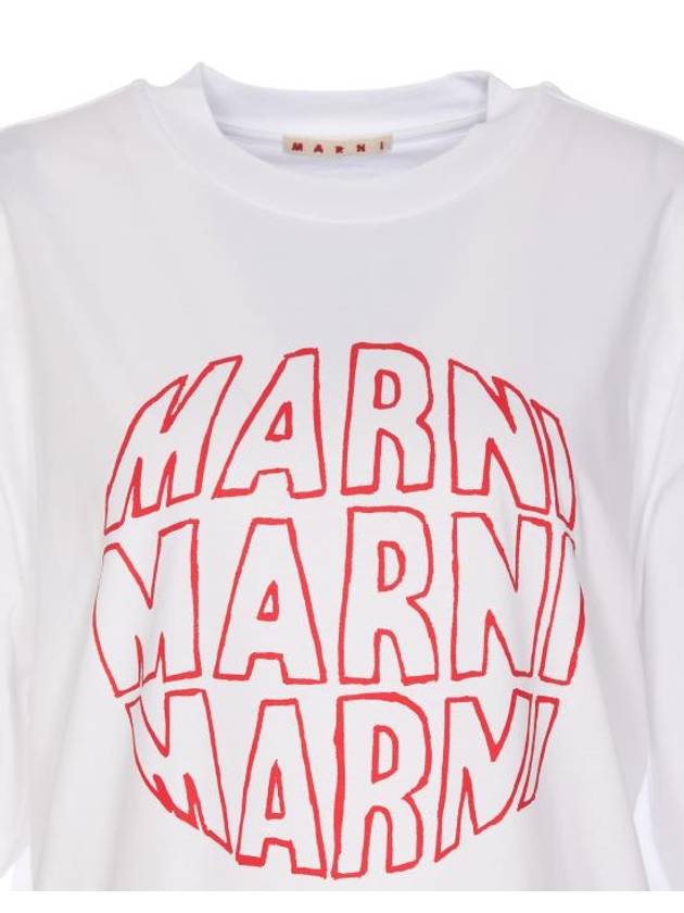 Logo Print Cotton Short Sleeve T-Shirt White - MARNI - BALAAN 5