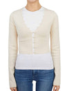 button front V-neck knit cardigan beige - NANUSHKA - BALAAN 2