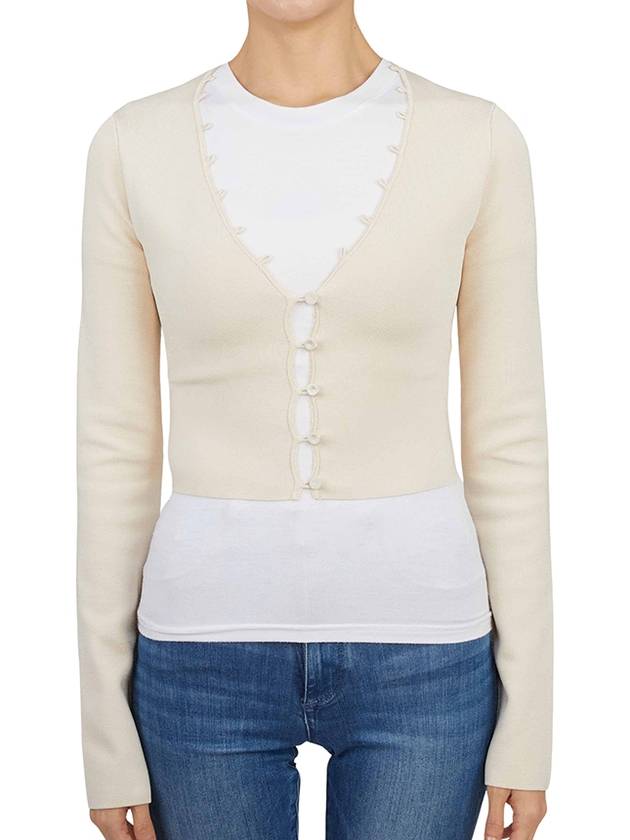 button front V-neck knit cardigan beige - NANUSHKA - BALAAN 2