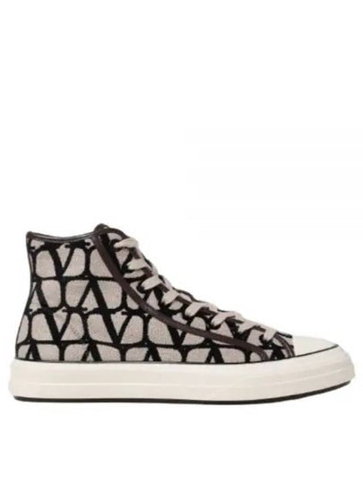 Toile Iconographe High Top Sneakers Beige - VALENTINO - BALAAN 2