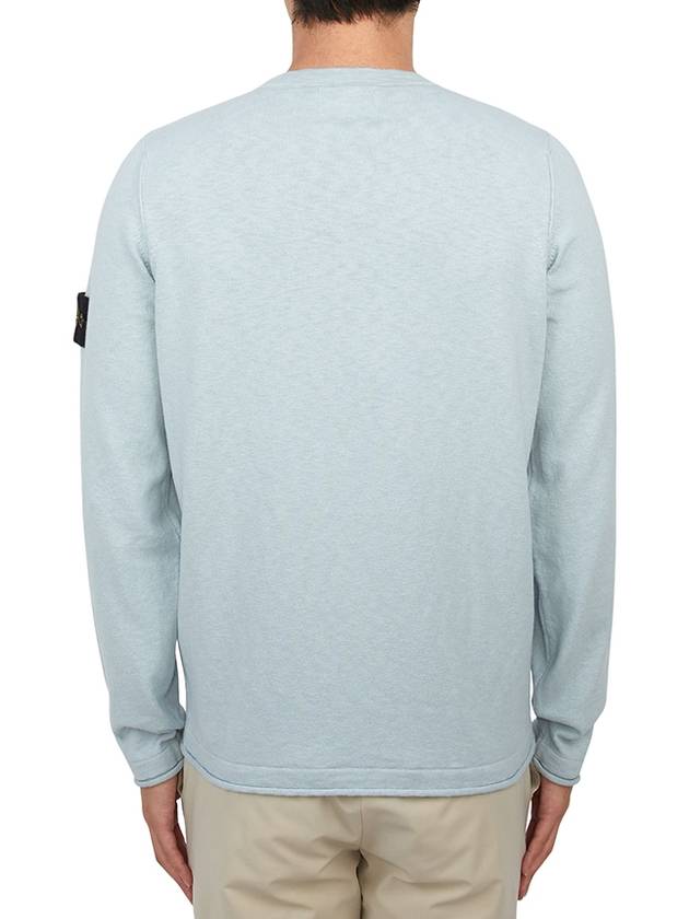 Compass Badge Ribbed Cotton Knit Top Sky Blue - STONE ISLAND - BALAAN 4