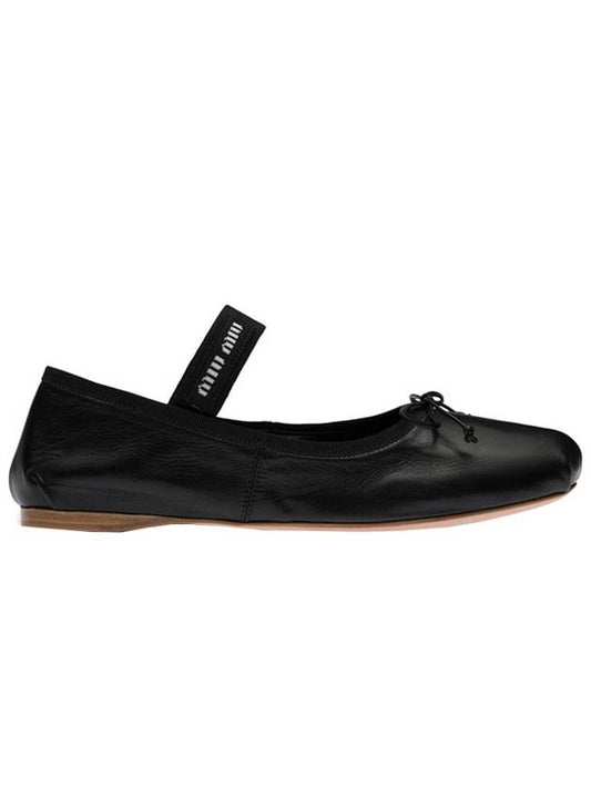 Women's Logo Leather Ballerinas Black - MIU MIU - BALAAN 2