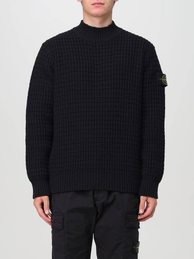 Compass Badge 3D Knit Top Black - STONE ISLAND - BALAAN 2