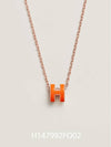 Hermes Mini Pop H Pendant Rose Gold Necklace Orange - HERMES - BALAAN 2