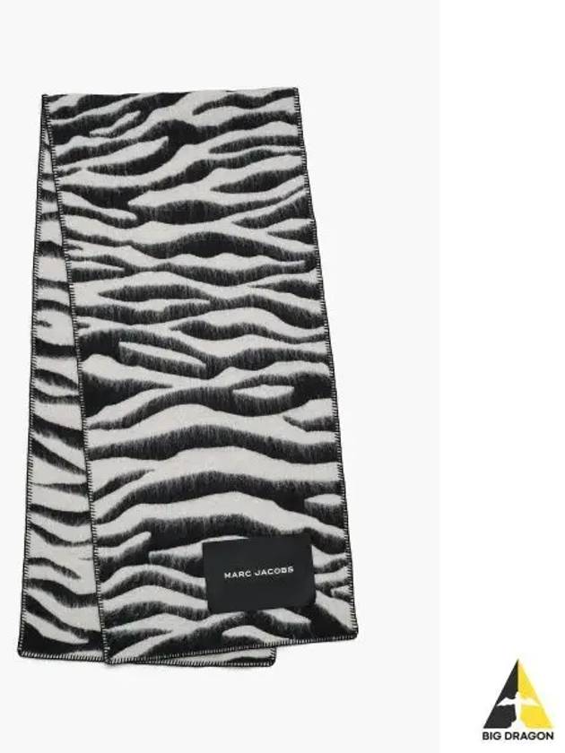 Zebra Brushed Scarf BlackWhite MBAJW24002BKX - MARC JACOBS - BALAAN 1