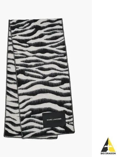 Zebra Brushed Scarf BlackWhite MBAJW24002BKX - MARC JACOBS - BALAAN 1