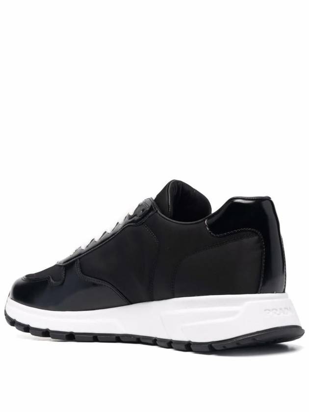 Prax 01 Re-Nylon Brushed Leather Low-Top Sneakers Black - PRADA - BALAAN 4