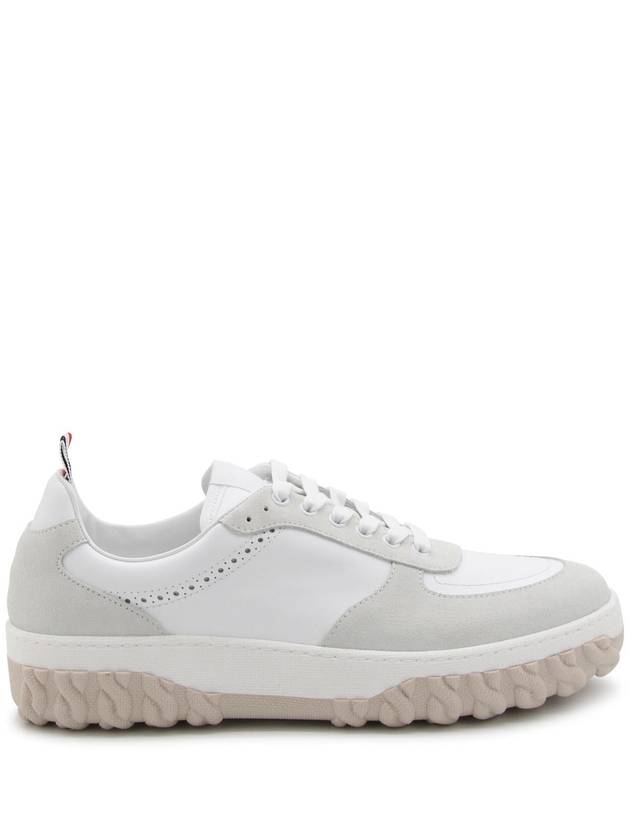 Letterman Panel Lace-Up Low-Top Sneakers White - THOM BROWNE - BALAAN 2