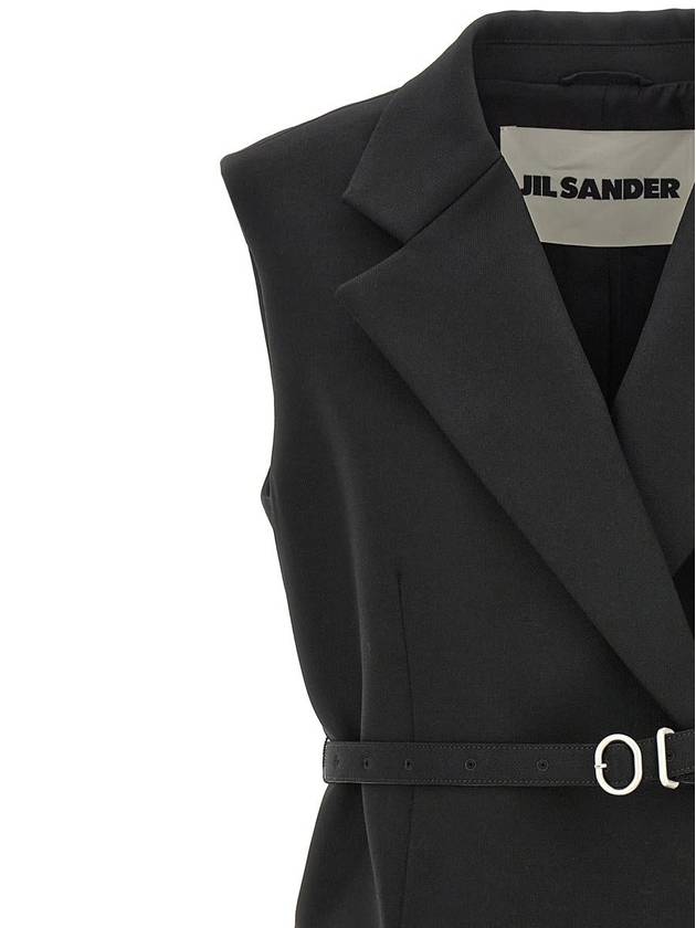 Jil Sander Belt Wool Vest - JIL SANDER - BALAAN 3