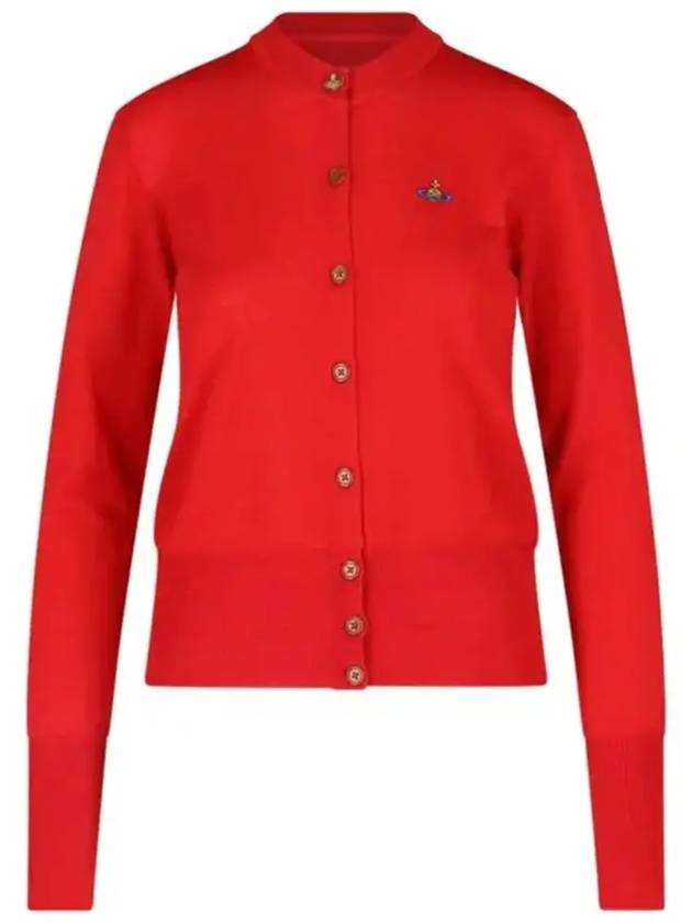 Bea Embroidered Logo Cardigan Red - VIVIENNE WESTWOOD - BALAAN 2