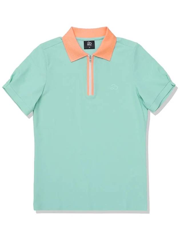 Puff Half Zip Up Collar T-Shirt Women MINT - 20THHOLE - BALAAN 2