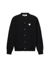 White Heart Waffen V-neck Knit Cardigan Black - COMME DES GARCONS - BALAAN 2