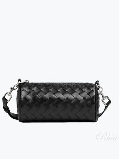 Intrecciato Barrel Leather Cross Bag Black - BOTTEGA VENETA - BALAAN 2