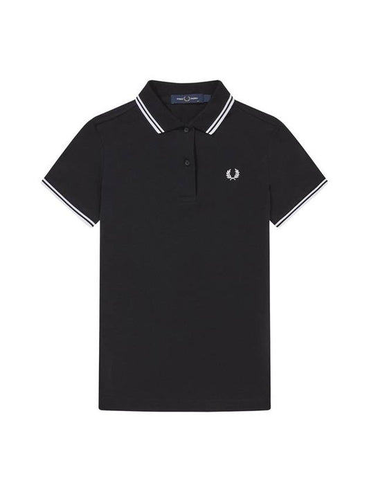 Twin Tip Logo Short Sleeve Polo Shirt Black - FRED PERRY - BALAAN 1