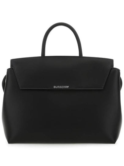 Catherine Logo Large Leather Tote Bag Black - BURBERRY - BALAAN 2