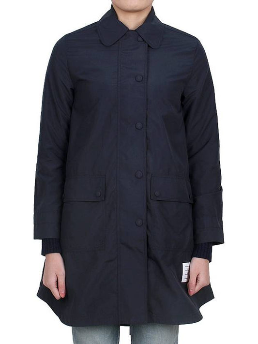Military Ripstop Round Collar Over Pea Coat Navy - THOM BROWNE - 2